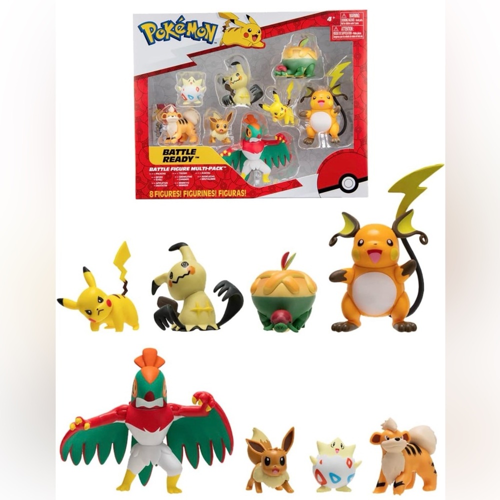 Pokemon Battle Figure Set with Red and Yellow Accents